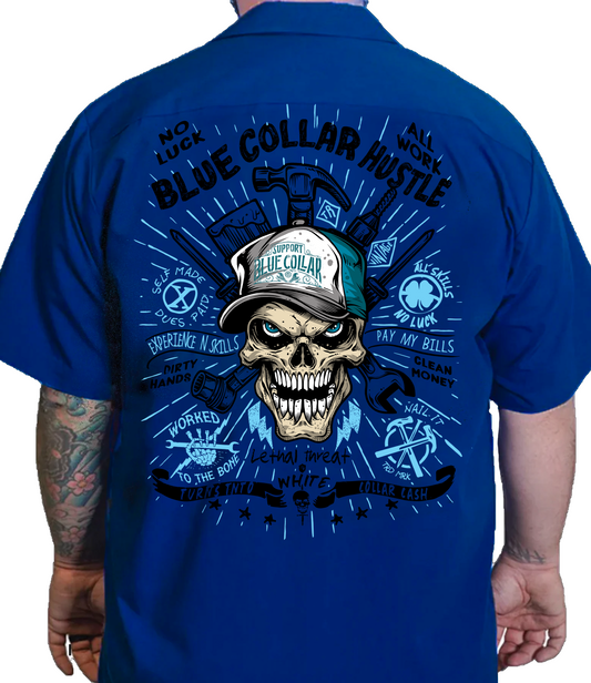 Blue Collar Hustle Printed Work Shirt / Shop Shirt