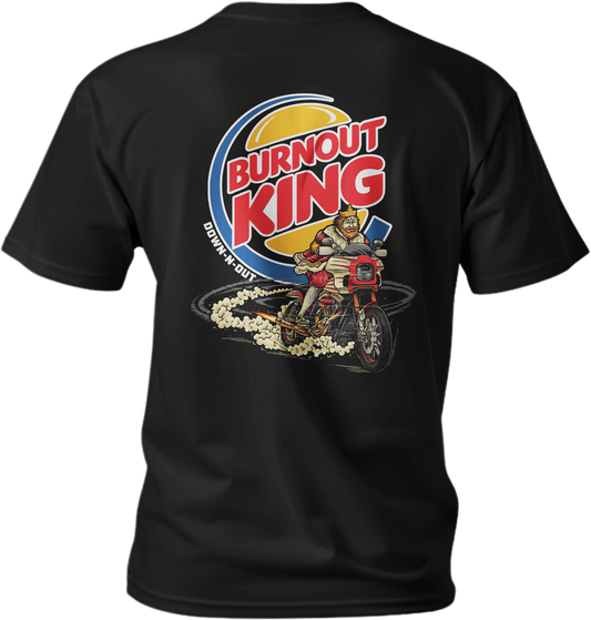 Burnout King Motorcycle  Black T-Shirt