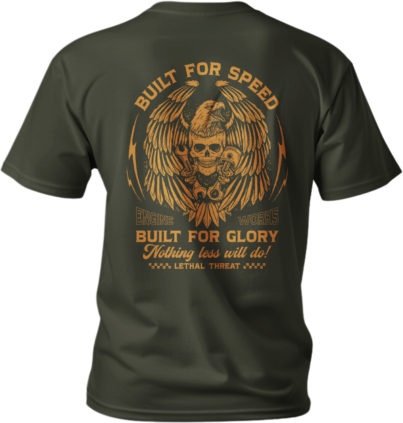 Built For Speed Men's Army Green T-Shirt