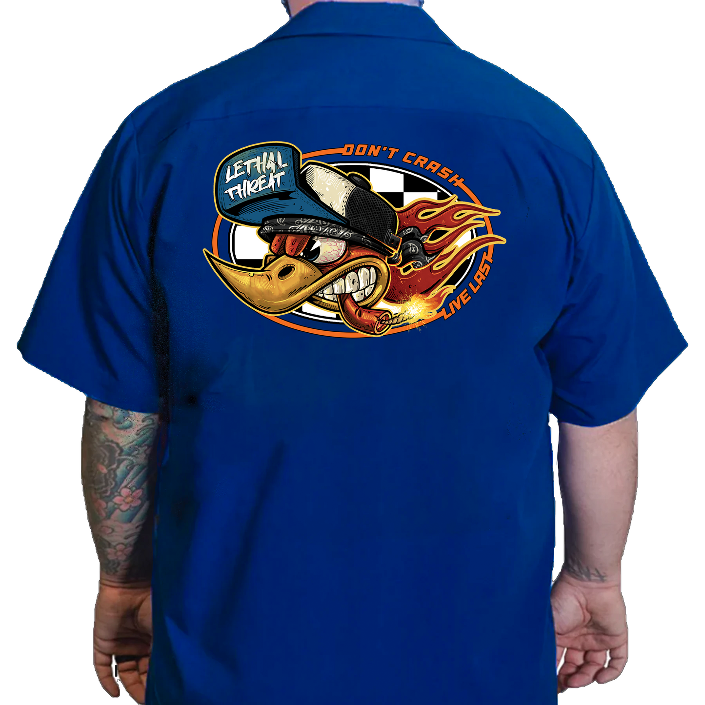 Don't Crash...Live Fast Printed Work Shirt / Shop Shirt