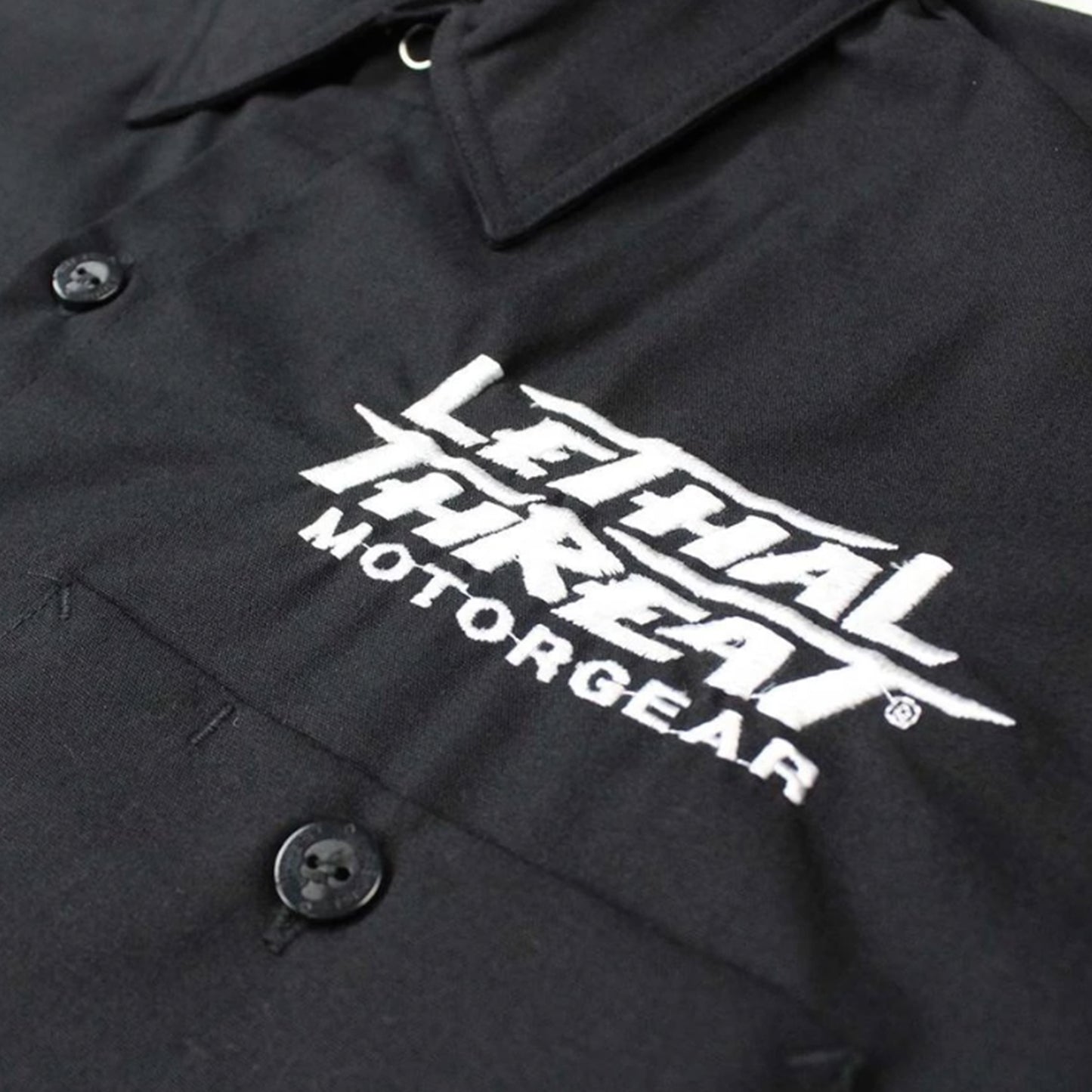 Be First Be Fast Skull Embroidered Work Shirt / Shop Shirt