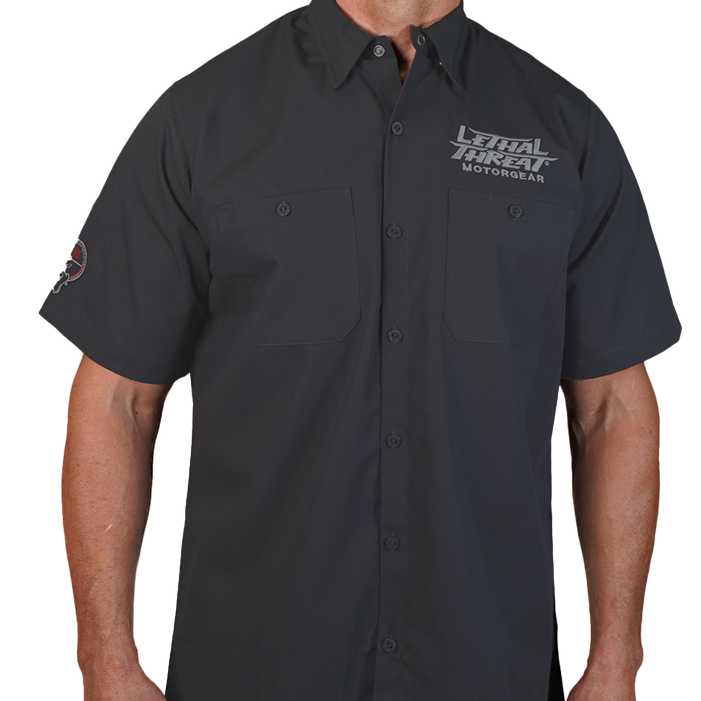 Ace Pinstripe Embroidered Work Shirt / Shop Shirt
