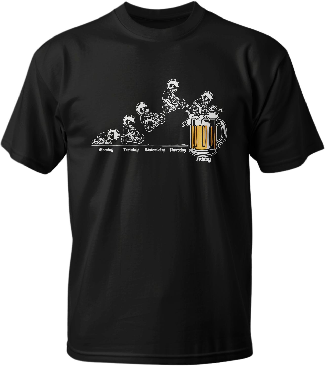 Working For The Weekend Motorcycle Men's Black T-Shirt