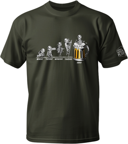 Working for the Weekend Construction Men's Army Green T-Shirt