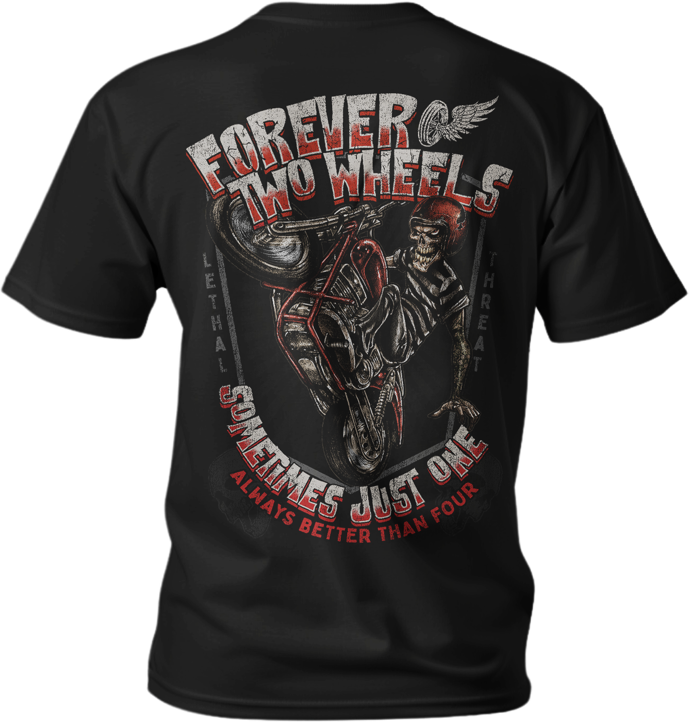 Forever Two Wheels Harley Stunt Rider Men's Black Tee Shirt