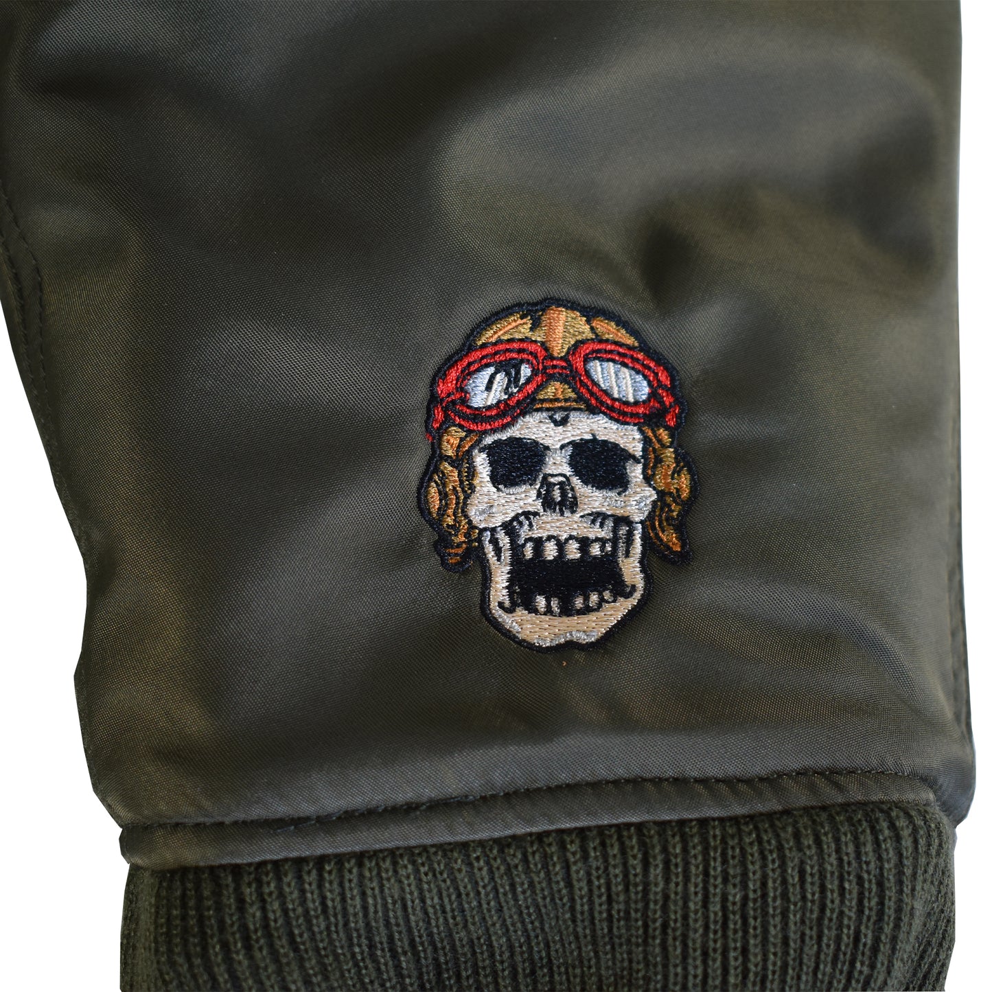 Bombs Away Pin Up Girl Army Green Bomber Jacket