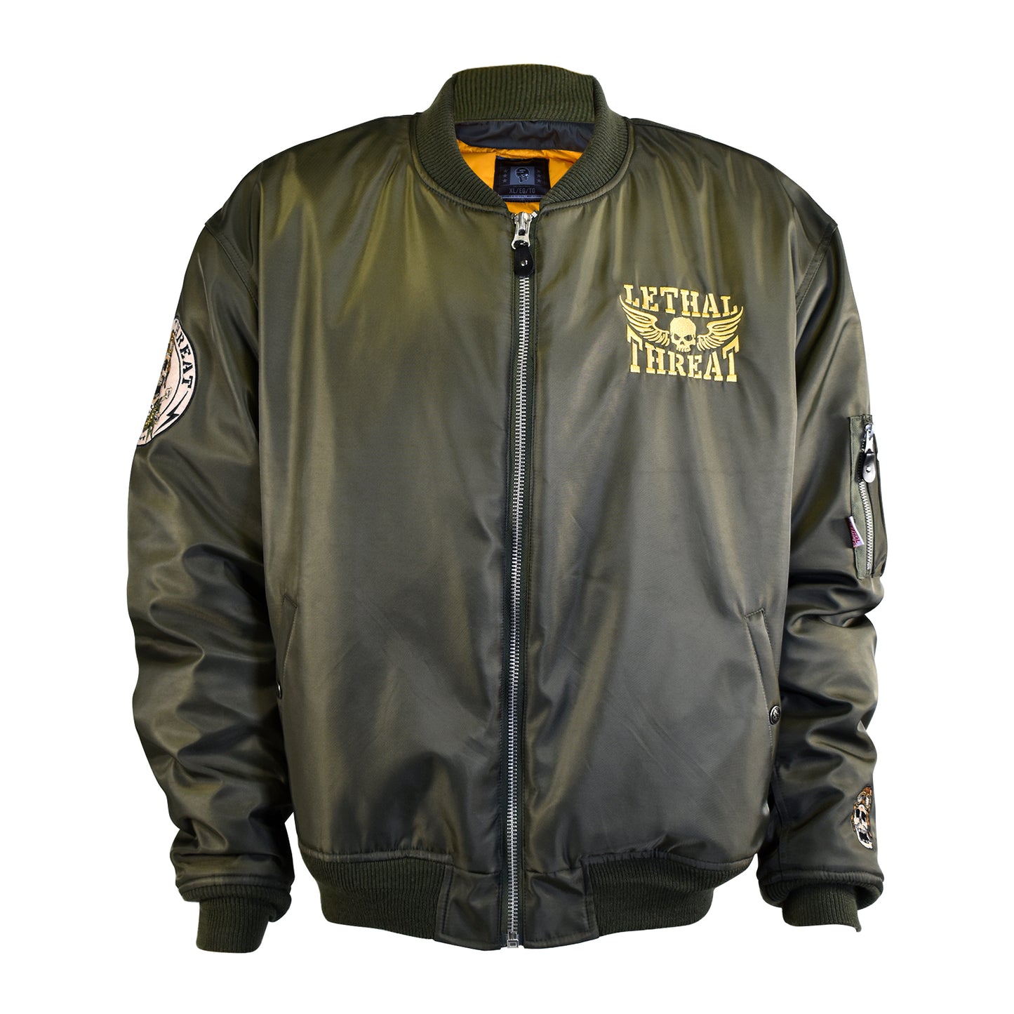 Bombs Away Pin Up Girl Army Green Bomber Jacket