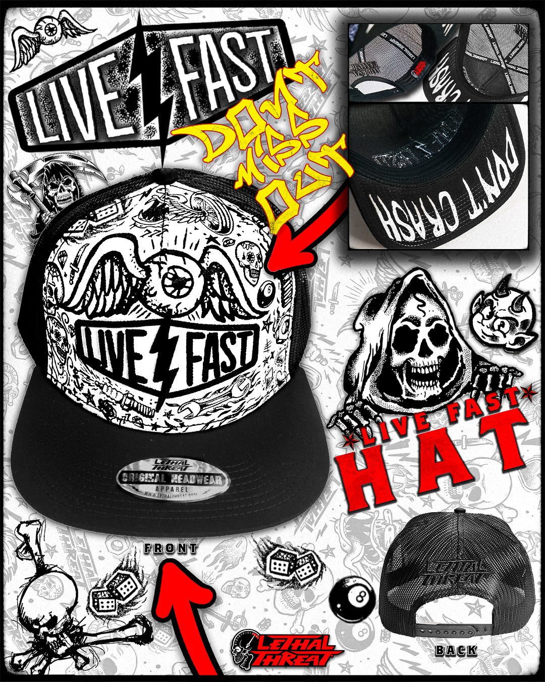 Live Fast Lightning Bolt Trucker Style Hat
