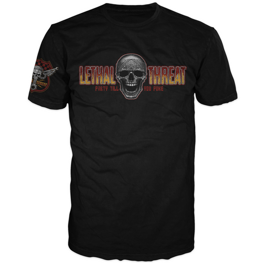 Bikes, Babes, Beer Skull Vintage Washed Men's Black Tee Shirt