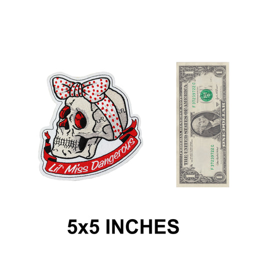 Polka Dot Ribbon Skull Patch