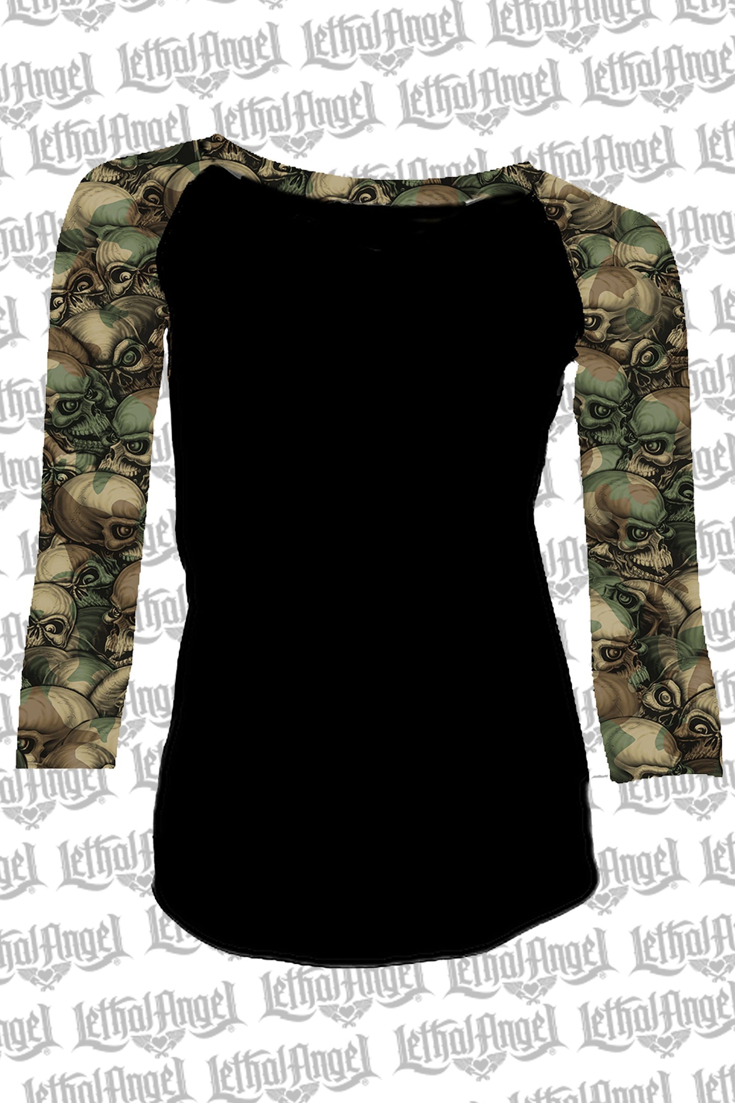 Army Skull Camo 3/4 Raglan Sleeve Shirt