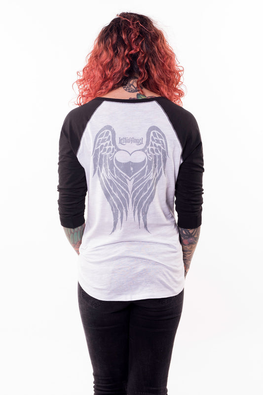 Black Lace Riders Raglan 3/4 Sleeve Shirt