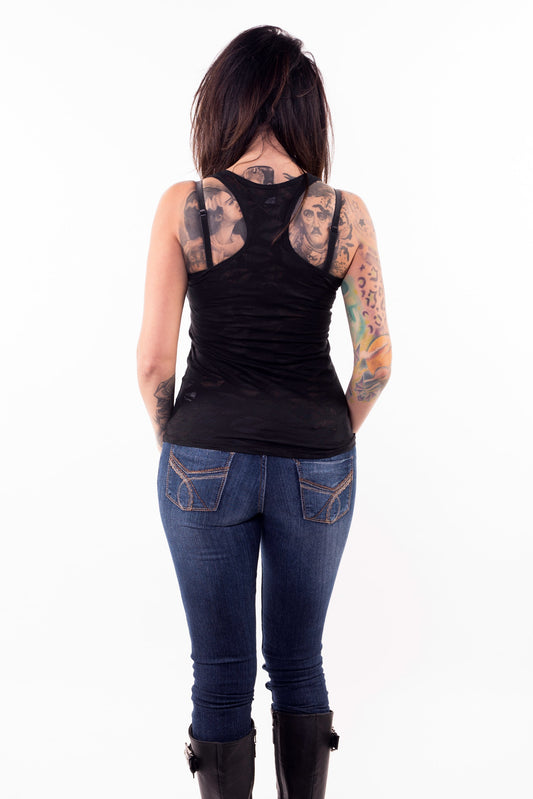 Lip Burn Out Razor Back Tank Top - No Graphics