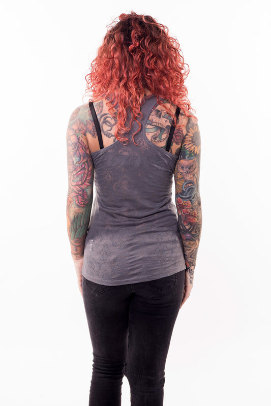 Classic Skull Burn Out Razor Back Tank Top