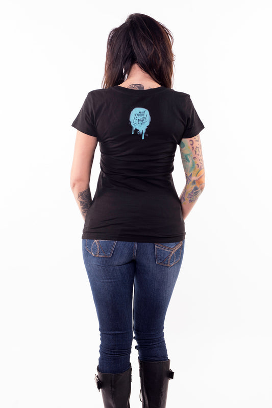 Biker Cat V Neck Tee