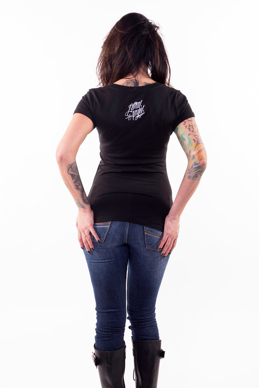 Floral Skull V-Neck Tee