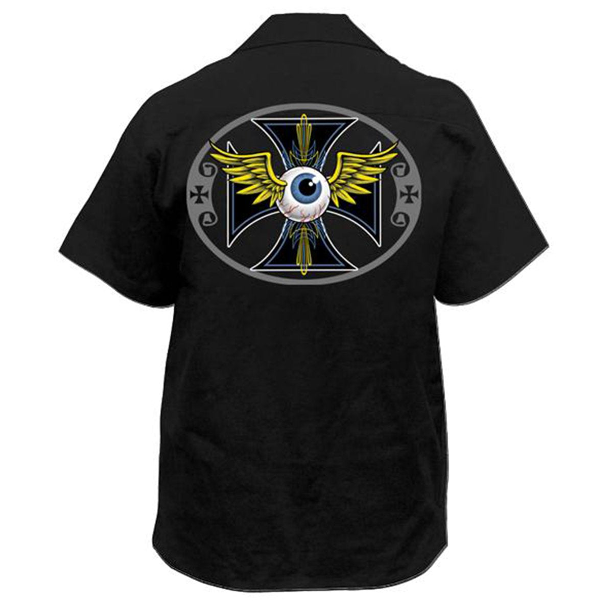 Pinstripe Eyeball Embroidered Work Shirt