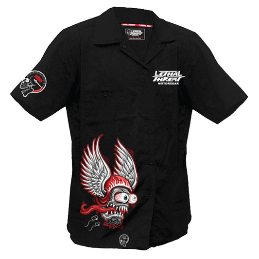 Winged Helmet Monster Embroidered Work Shirt