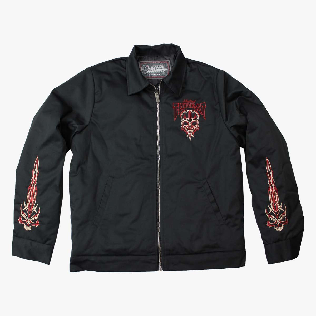 Full Pinstripe Skull Mechanic Jacket