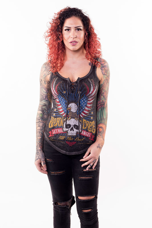 Born Free Eagle Lace Up Tank Top
