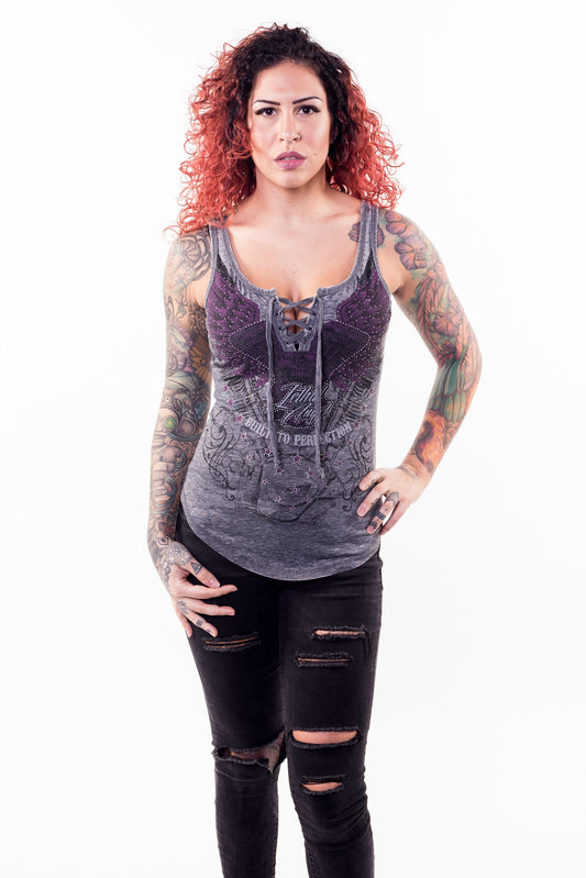 V-Twin Skull Lace Up Tank Top