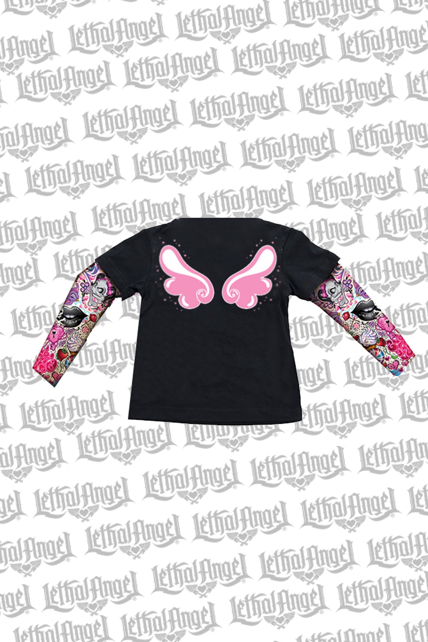 Angel Wings Girl's Tattoo Sleeve Shirt