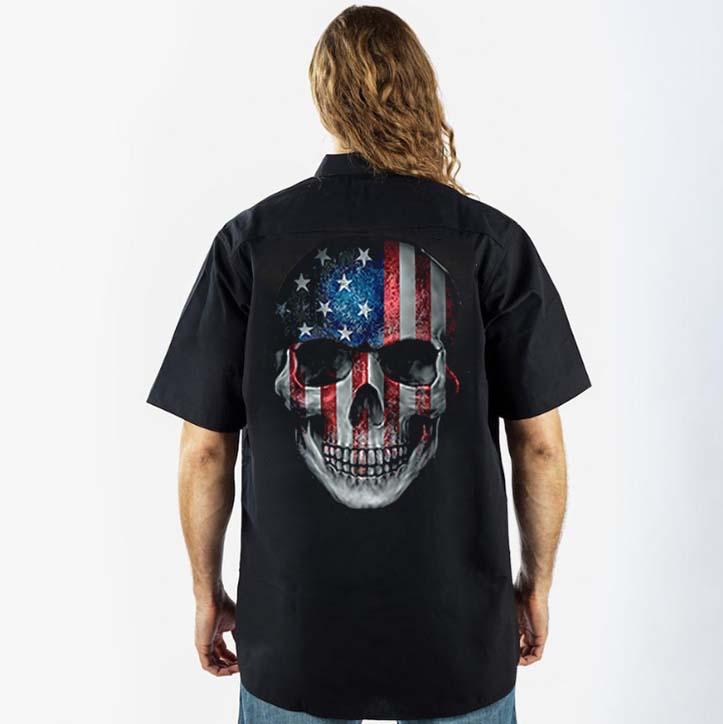 Star N Stripes Skull Printed Workshirt