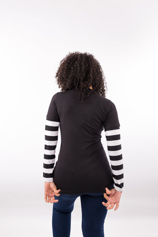 Bones n Stripes Long Sleeve V Neck Shirt