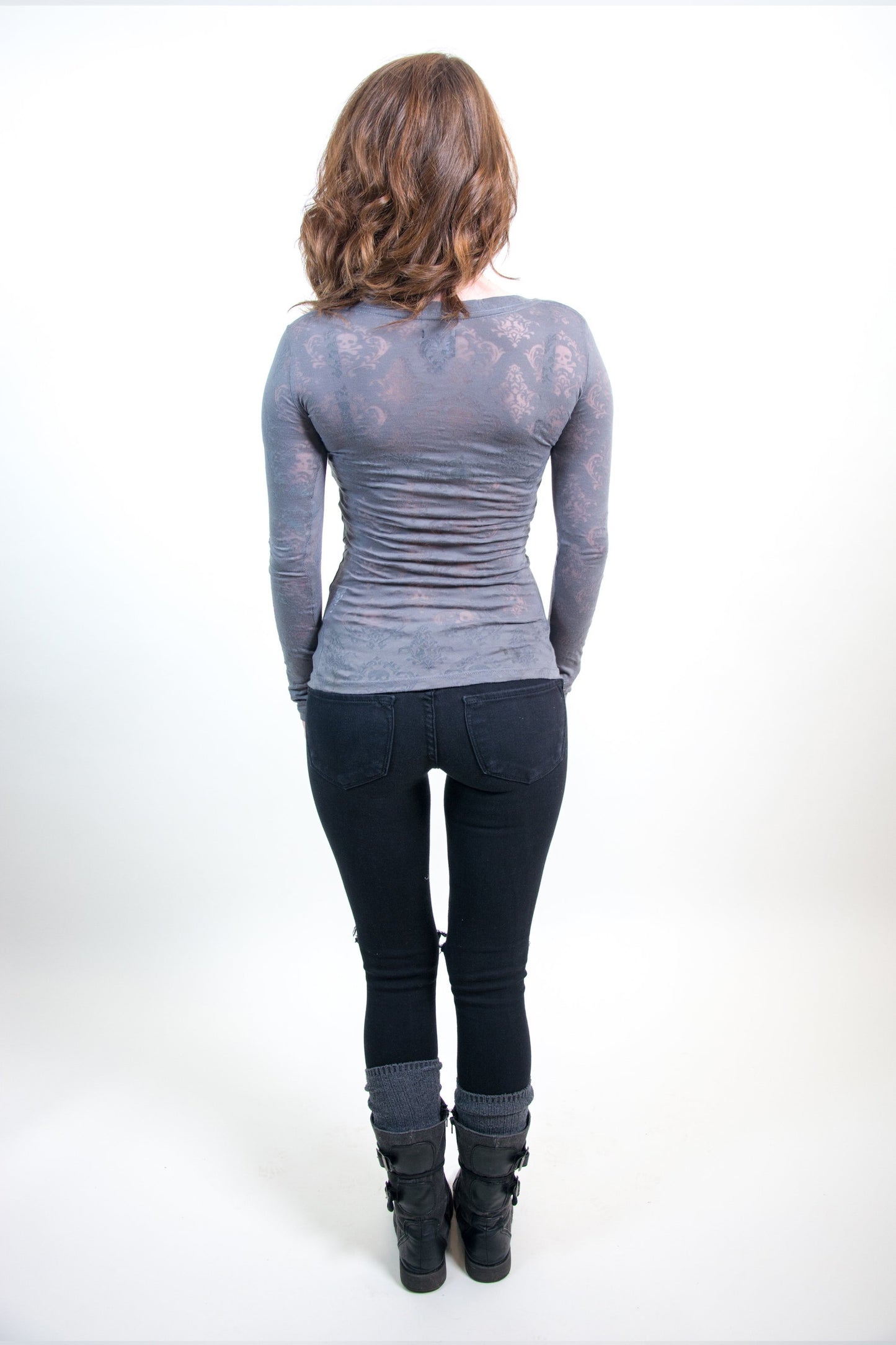 Floral Skull Burnout Long Sleeve