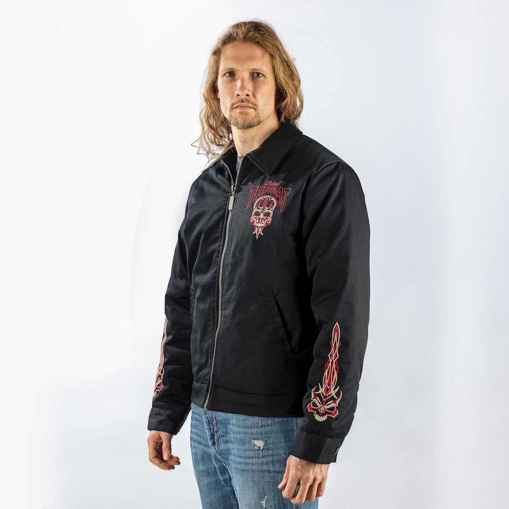 Full Pinstripe Skull Mechanic Jacket
