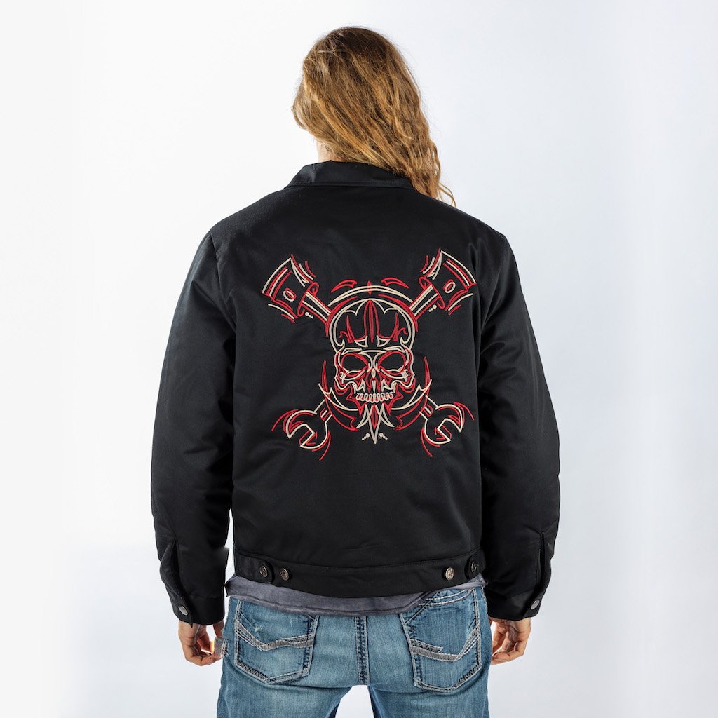 Full Pinstripe Skull Mechanic Jacket