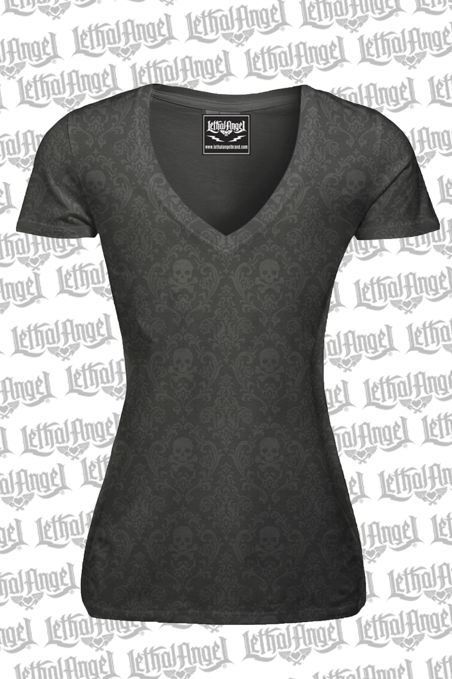 Classic Skull Burn Out V-Neck Tee - No Graphics