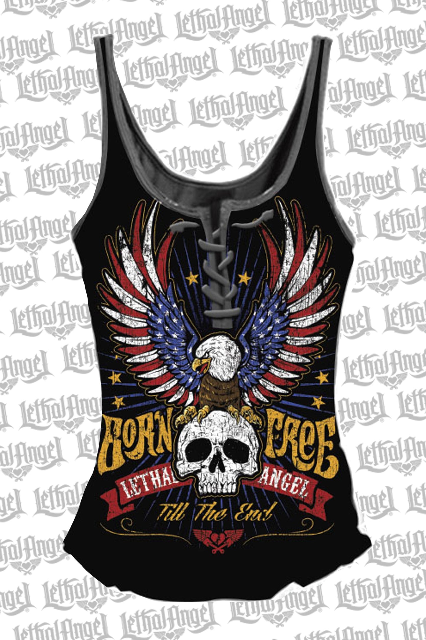 Born Free Eagle Lace Up Tank Top