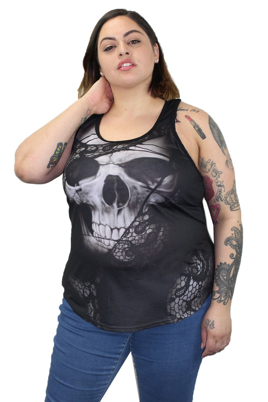 Black Lace Rip Skull Razor