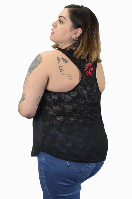 Skull Arm Tattoo Razor Back Tank Top
