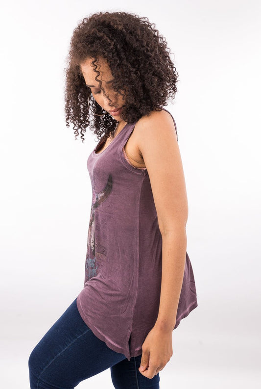 Floral Western Skull Tank