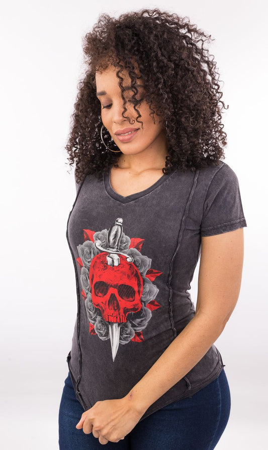 Red Dagger Skull Shirt