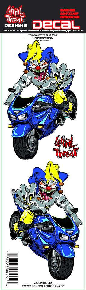 Blue Sport Bike Jester Biker Decal