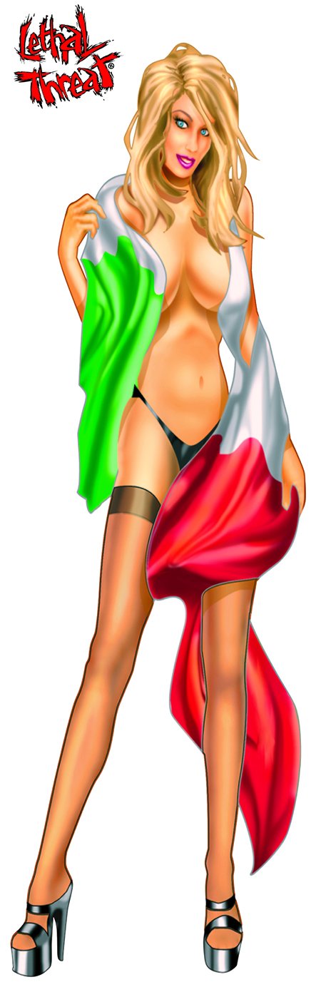 Italian/Mexican Flag Babe Biker Decal