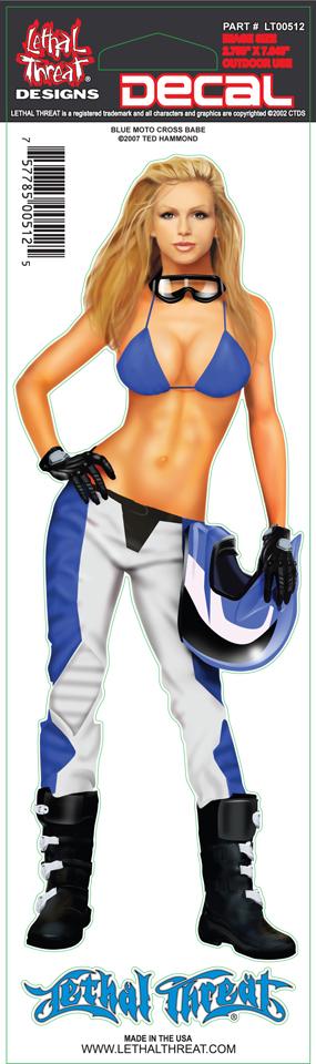 Blue Moto Cross Babe Decal