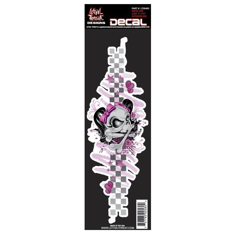 Pink Racer Skull Decal