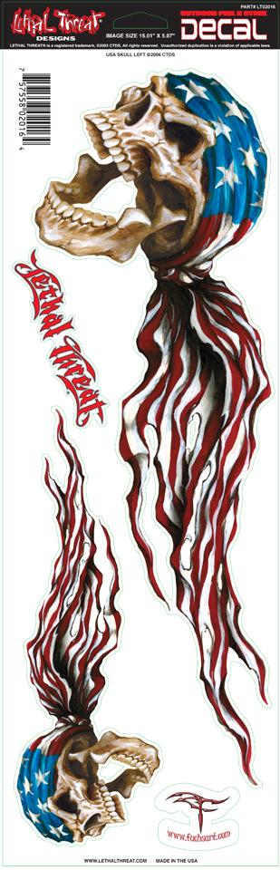 USA Skull Left Large Decal