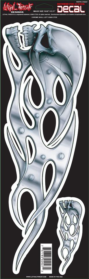 Chrome Skull Left Large Decal