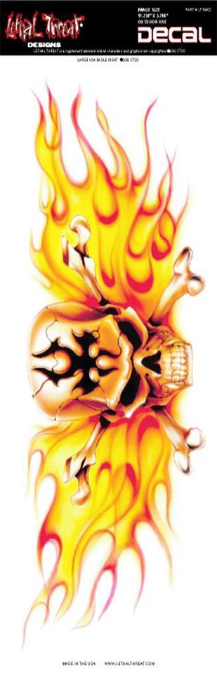 Center Flame Skull Tank Large Decal