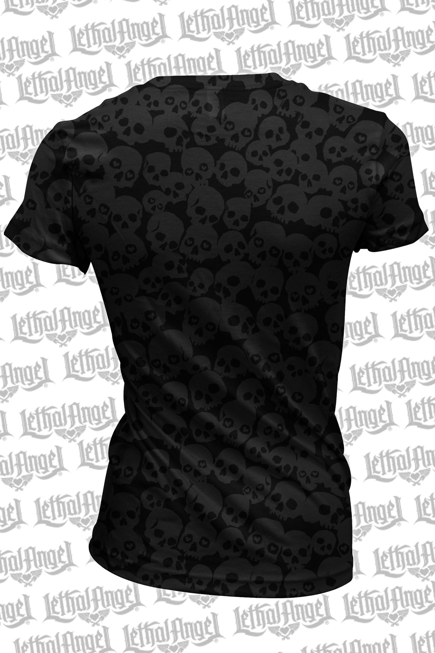 Lip Skull Burn Out Scoop Neck Tee