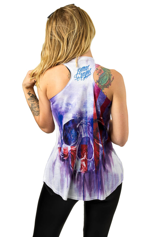 USA Painted Skull Razor Back Tank Top