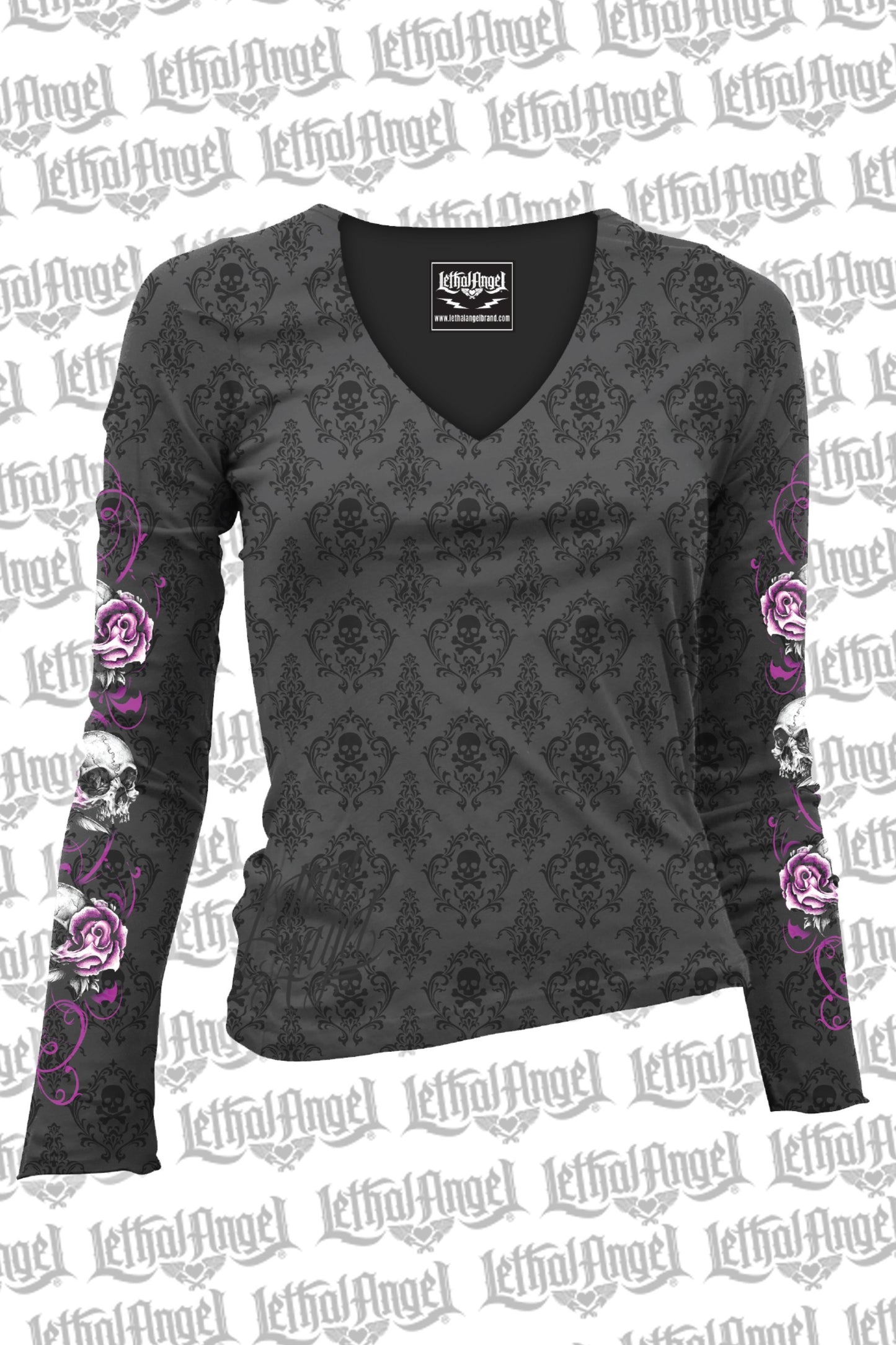 Floral Skull Burnout Long Sleeve