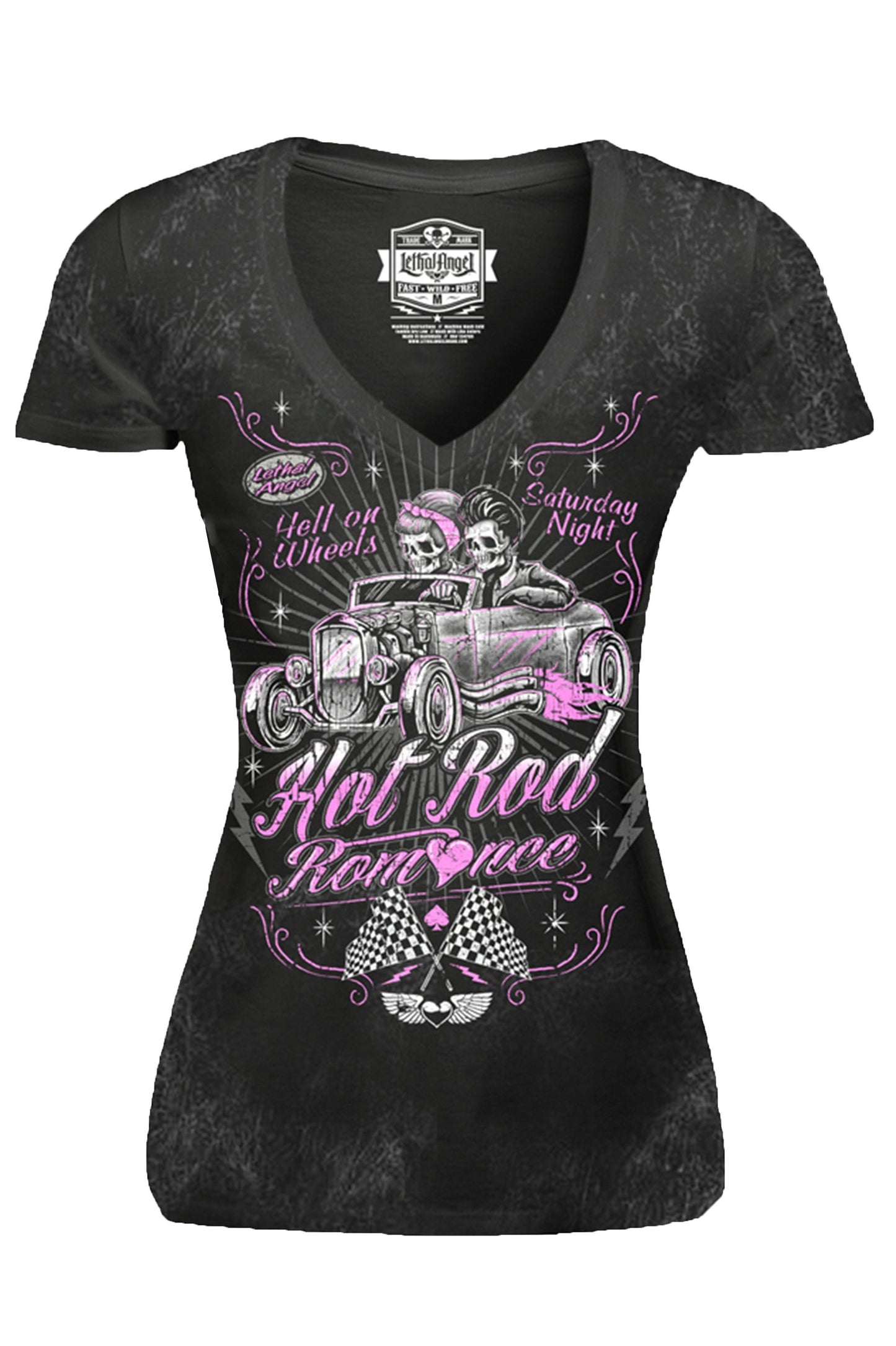 Hot Rod Romance V-Neck Tee Shirt