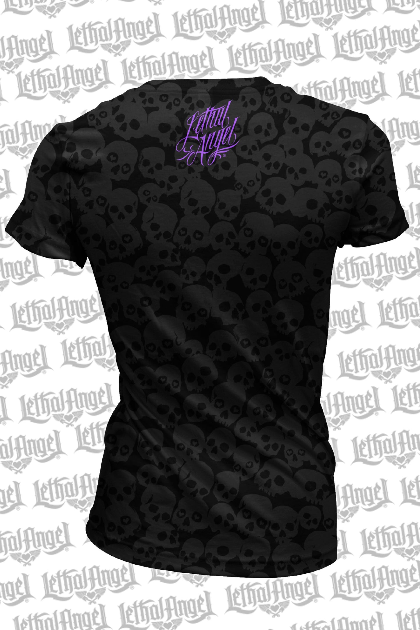Hourglass Skull Burnout V Neck Tee