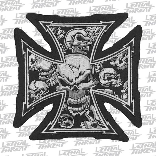 Gray Iron Cross Skull Large Patch